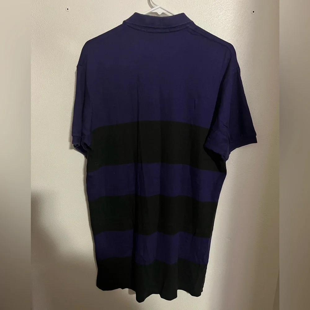 POLO RALPH LAUREN *Vintage* Rugby Style Striped Polo Purple Black Men's Size‎ L